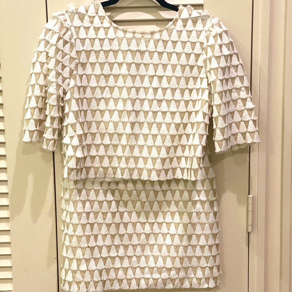 White/champagne 2-piece mini skirt set